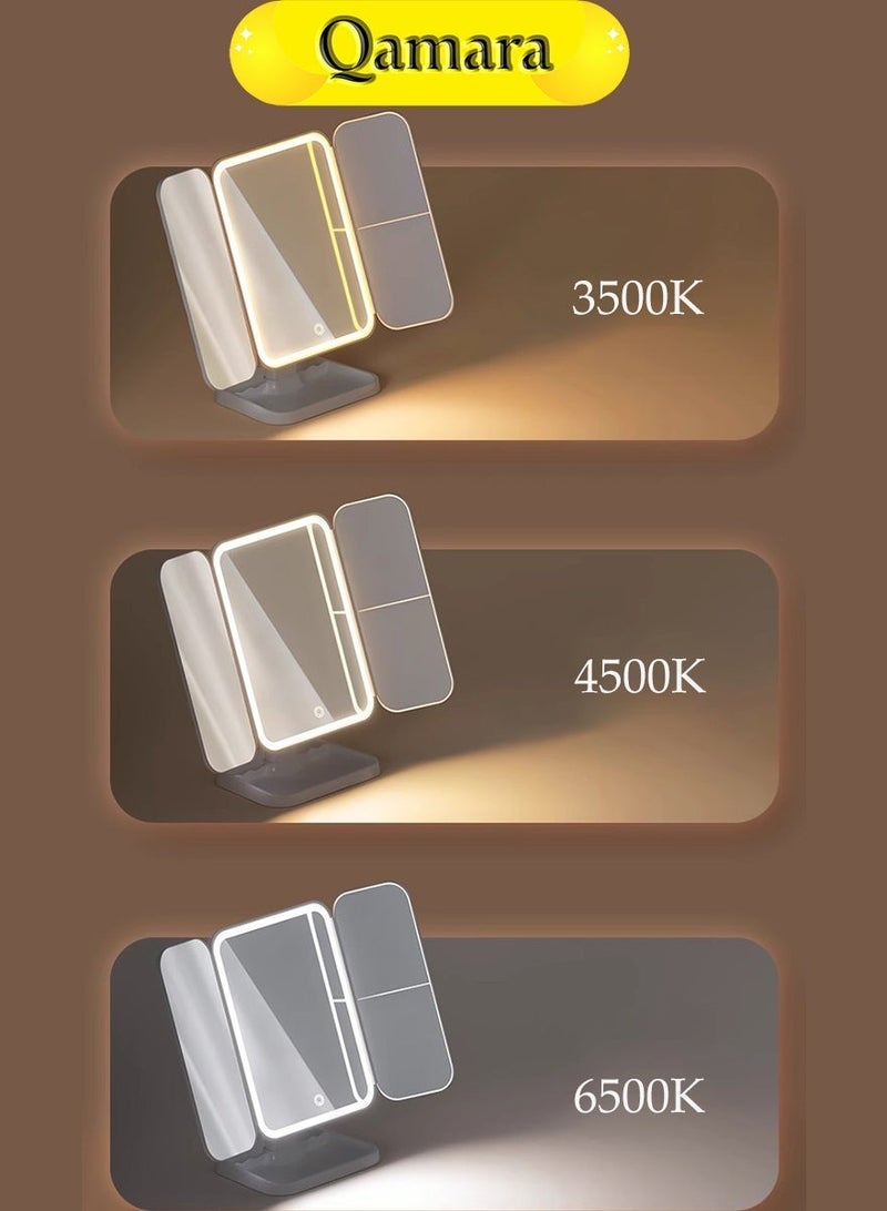 QAMARA LED Vanity Mirror - 2000mAh Rechargeable - Magnifying Portable Travel Mirror - Image 3